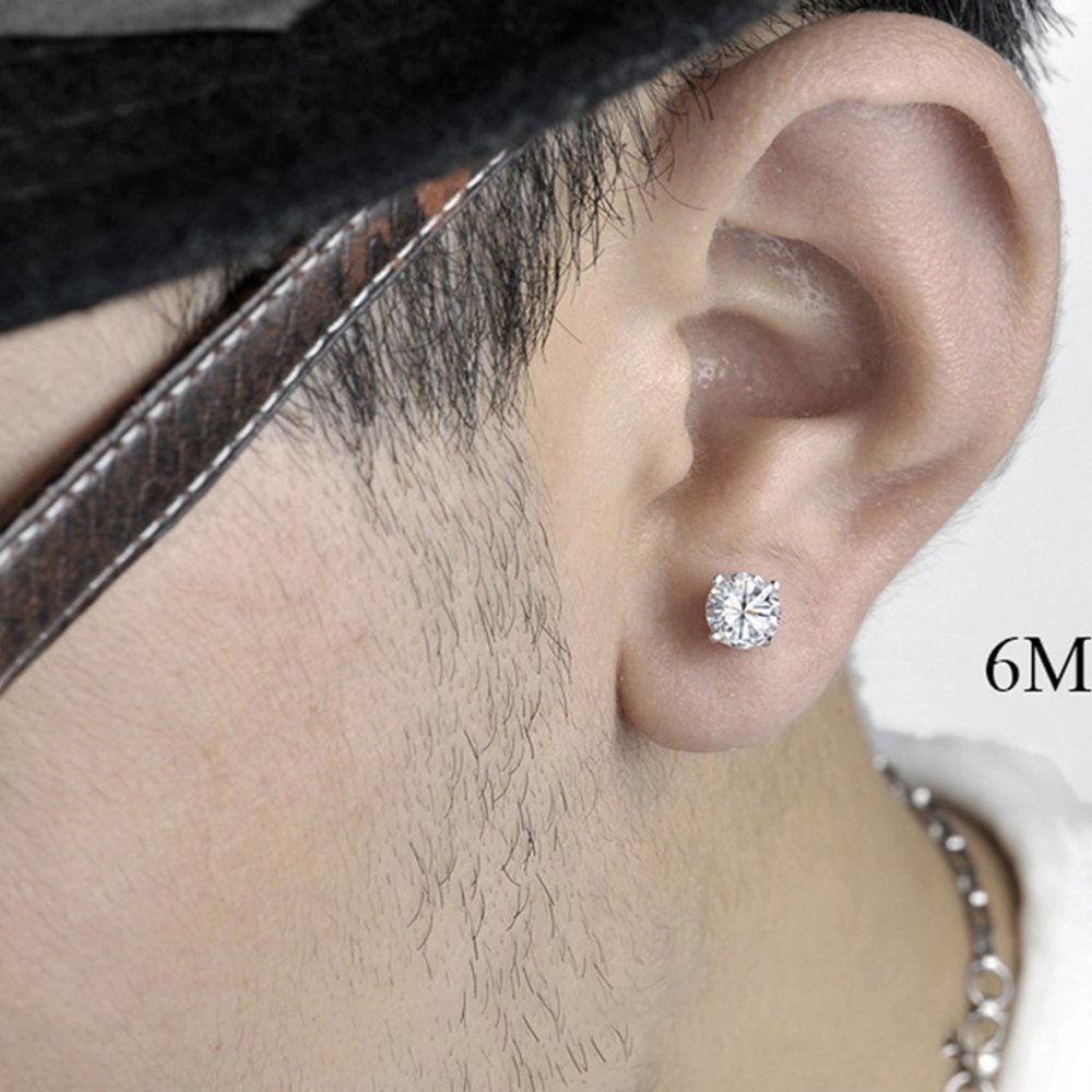 "6MM S925 Sterling Silver CZ Stud Earrings for Women/Girl, US19251015 - Picture 3 of 13